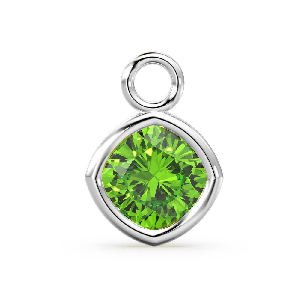 Green Peridot Solid Gold Charm / Natural Green Olivine Gemstone Handmade Pendant / 1pc 14k Gold Jewelry Making Findings / August Birthstone - Jalvi & Co.