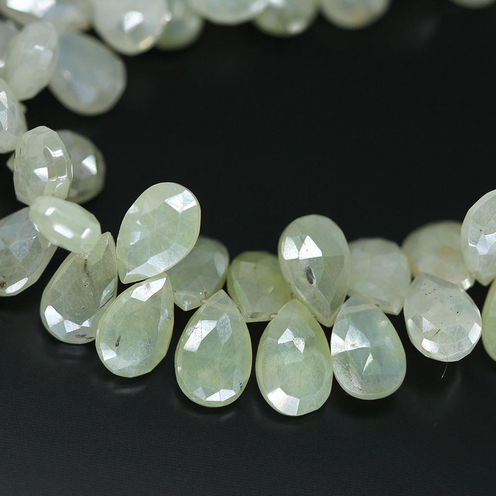 Green Prehnite Mystic Faceted Pear Drop Loose Gemstone Beads Strand 4" 10mm 11mm - Jalvi & Co.