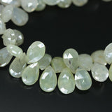 Green Prehnite Mystic Faceted Pear Drop Loose Gemstone Beads Strand 4