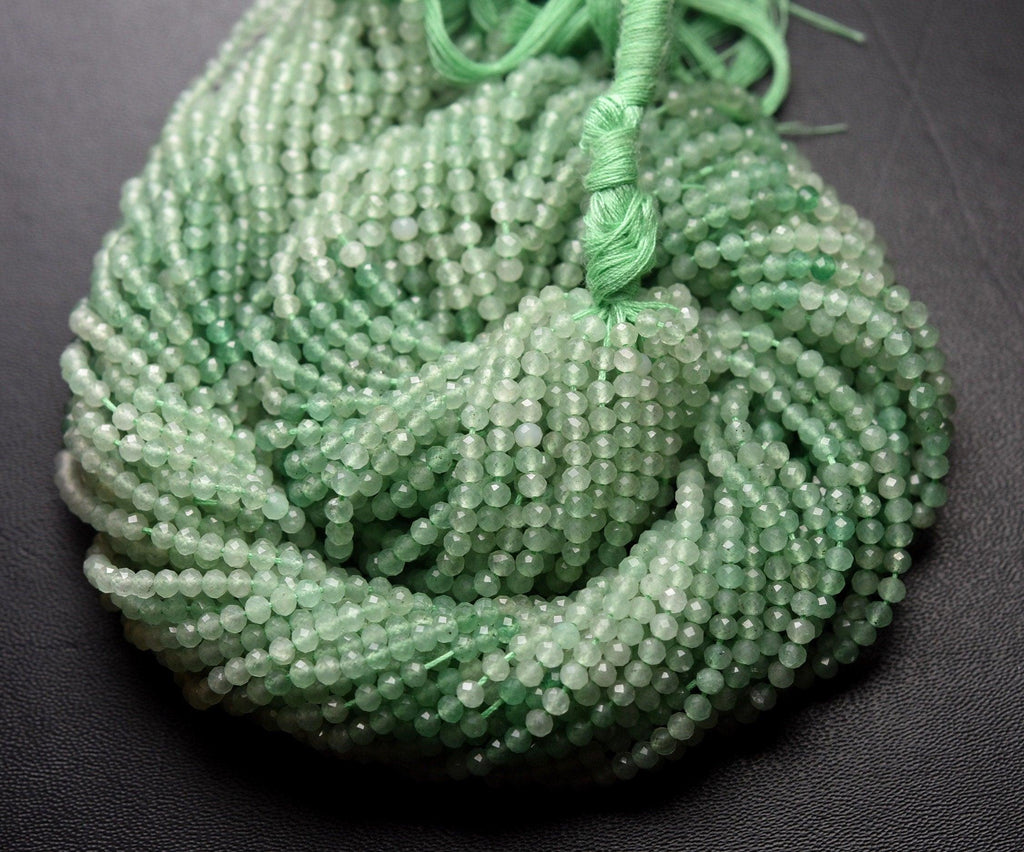 Green Strawberry Quartz Faceted Rondelle Gemstone Beads Strand, 13 inches, 3mm - Jalvi & Co.