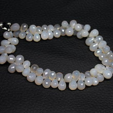 Load image into Gallery viewer, Grey Chalcedony Natural Faceted Tear Drop Briolette Bead 8mm 10mm 9&quot; Strand - Jalvi &amp; Co.