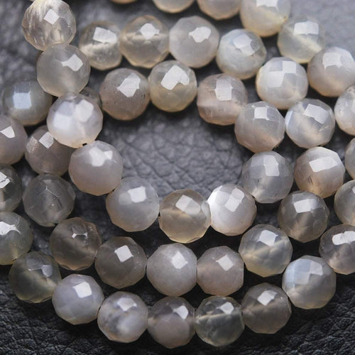Grey Moonstone Faceted Round Ball Gemstone Loose Spacer Beads Strand 10