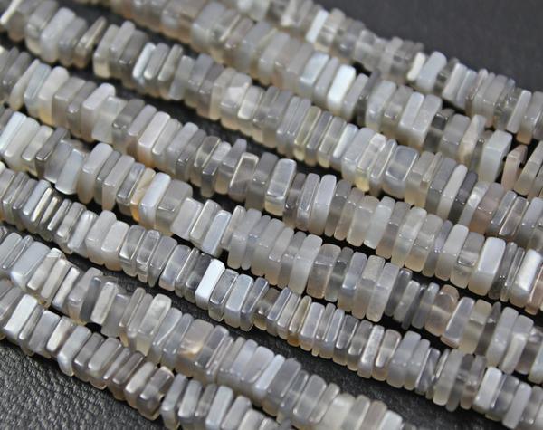 Grey Moonstone Smooth Square Heishi Cube Loose Gemstone Beads Strand 16" 4mm - Jalvi & Co.