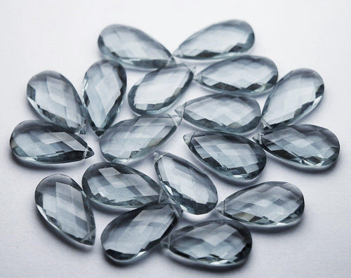 Grey Quartz Faceted Checker Pear Drops Briolette Gemstone Pair Beads 16pcs 8x20mm, 8 Pair Beads - Jalvi & Co.