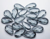 Grey Quartz Faceted Checker Pear Drops Briolette Gemstone Pair Beads 16pcs 8x20mm, 8 Pair Beads
