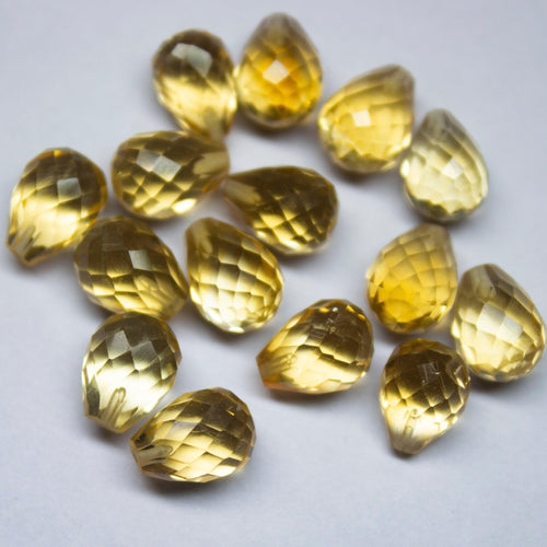 Half Drill, 10 Pcs,Super Rare Natural Citrine Faceted Drops Briolettes Calibrated Size 8X6mm - Jalvi & Co.