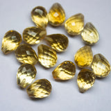 Half Drill, 10 Pcs,Super Rare Natural Citrine Faceted Drops Briolettes Calibrated Size 8X6mm