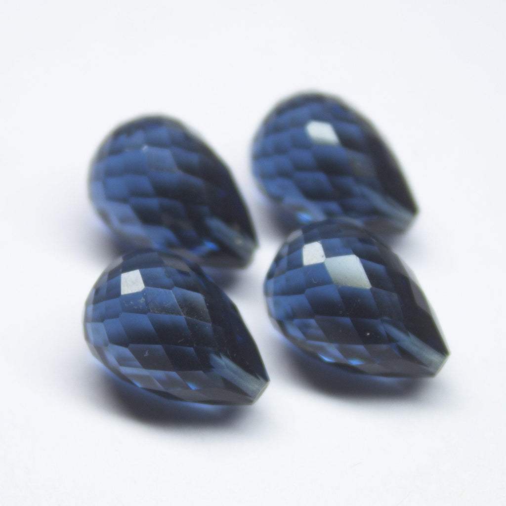 Half Drill, 2 Match Pair,London Blue Quartz Faceted Drops Shape Briolettes 10X14mm - Jalvi & Co.