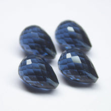 Load image into Gallery viewer, Half Drill, 2 Match Pair,London Blue Quartz Faceted Drops Shape Briolettes 10X14mm - Jalvi &amp; Co.