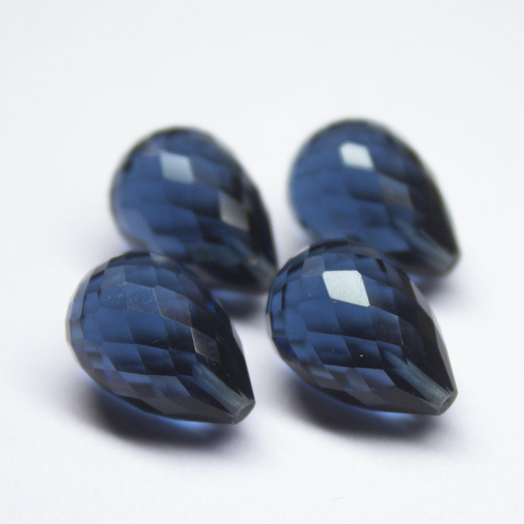 Half Drill, 2 Match Pair,London Blue Quartz Faceted Drops Shape Briolettes 10X14mm - Jalvi & Co.