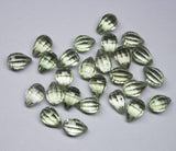 Half Drill, 2 Match Pair,Super Rare Aaa Natural Green Amethyst Step Cut Drops Briolettes Calibrated Size 7X10mm