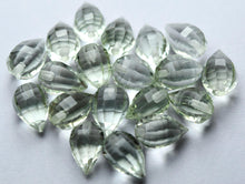 Load image into Gallery viewer, Half Drill, 2 Match Pair,Super Rare Aaa Natural Green Amethyst Step Cut Drops Briolettes Calibrated Size 7X10mm - Jalvi &amp; Co.