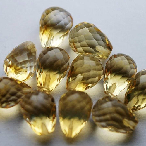 Half Drill, 20 Pcs,Super Rare Natural Citrine Faceted Drops Briolettes Calibrated Size 8X6mm - Jalvi & Co.