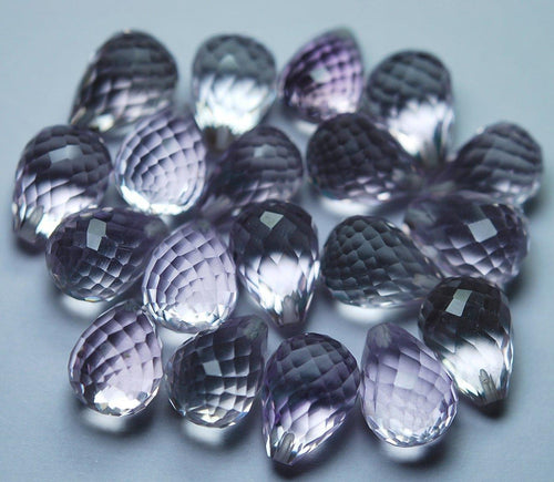 Half Drill, 3 Match Pair,Super Rare Aaa Natural Pink Amethyst Faceted Drops Briolettes Calibrated Size 10X14mm - Jalvi & Co.
