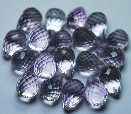 Half Drill, 4 Match Pair, Natural Pink Amethyst Faceted Drops Briolettes Calibrated Size 8X12mm - Jalvi & Co.