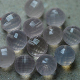 Half Drilled, 2 Match Pair, Super Rare Aaa Rose Quartz Step Cut Faceted Balls Beads Calibrated Size 10mm