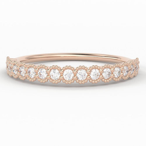 Half Eternity Diamond Band in 14k Gold / Eternity Diamond Ring / Gold Band White Diamond Ring / Brilliant Diamond Wedding Band - Jalvi & Co.