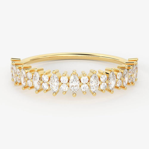 Half Eternity Diamond Band in 14k Gold / Marquise Diamond Ring / Gold Band White Diamond Ring / Engagement Ring - Jalvi & Co.