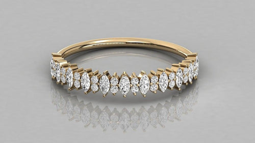 Half Eternity Diamond Band in 14k Gold / Marquise Diamond Ring / Gold Band White Diamond Ring / Engagement Ring - Jalvi & Co.