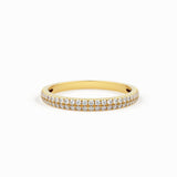 Half Eternity Diamond Wedding Ring / 14k Gold Double Row Micro Pave Half Eternity Ring Wedding Band for Women