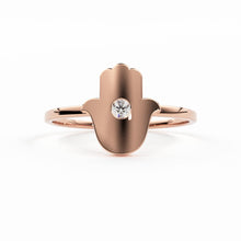 Load image into Gallery viewer, Hamsa Ring / Diamond Hamsa Ring in 14k Gold / Rose Gold Ring / Graduation Gift - Jalvi &amp; Co.