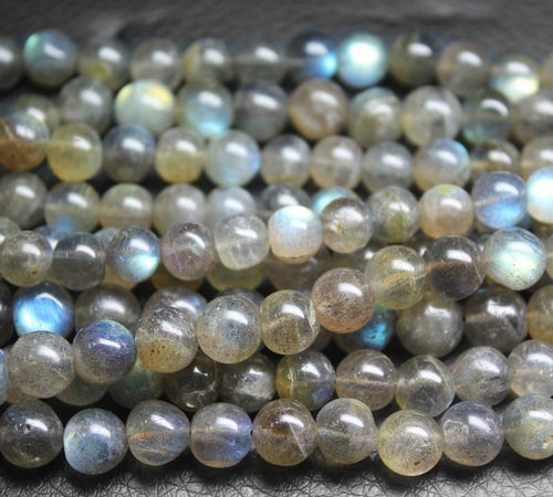 Handmade Natural Blue Fire Labradorite Smooth Polished Round Ball Beads Strand 13