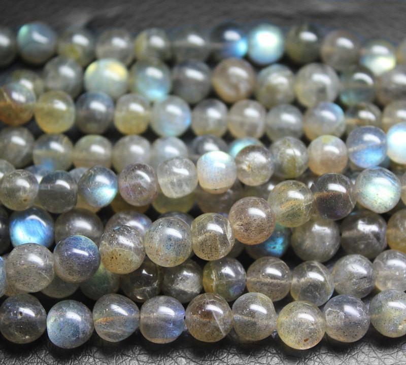 Handmade Natural Blue Fire Labradorite Smooth Polished Round Ball Beads Strand 13" 8mm - Jalvi & Co.