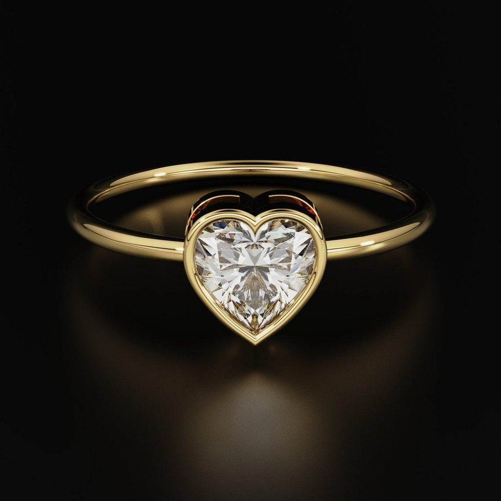 Heart Diamond Band in 14k Gold / Heart Gold Diamond Ring / Gold Band White Diamond Ring / Heart Diamond Wedding Band - Jalvi & Co.