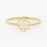 Heart Diamond Band in 14k Gold / Heart Gold Diamond Ring / Gold Band White Diamond Ring / Milgrain Diamond Wedding Band