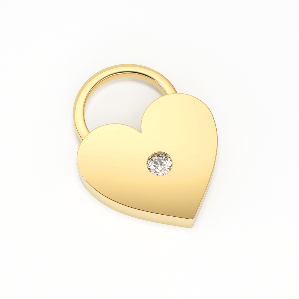 Heart Diamond Charm / 14k 18k Solid Gold Charm / Heart Charm / Moon Pendant / Gold Jewelry Supplies / Diamond Charm Finding / Christmas Sale - Jalvi & Co.