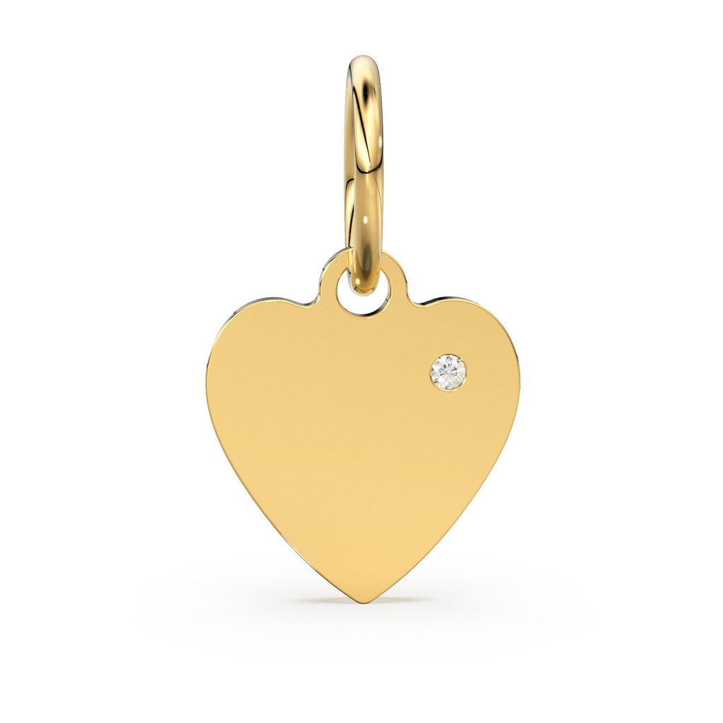 Heart Diamond Studded Charm 14k 18k Solid Gold / Heart Charm / Love Charm / New Year Sale - Jalvi & Co.