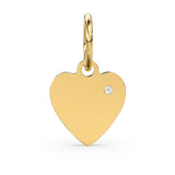 Heart Diamond Studded Charm 14k 18k Solid Gold / Heart Charm / Love Charm / New Year Sale