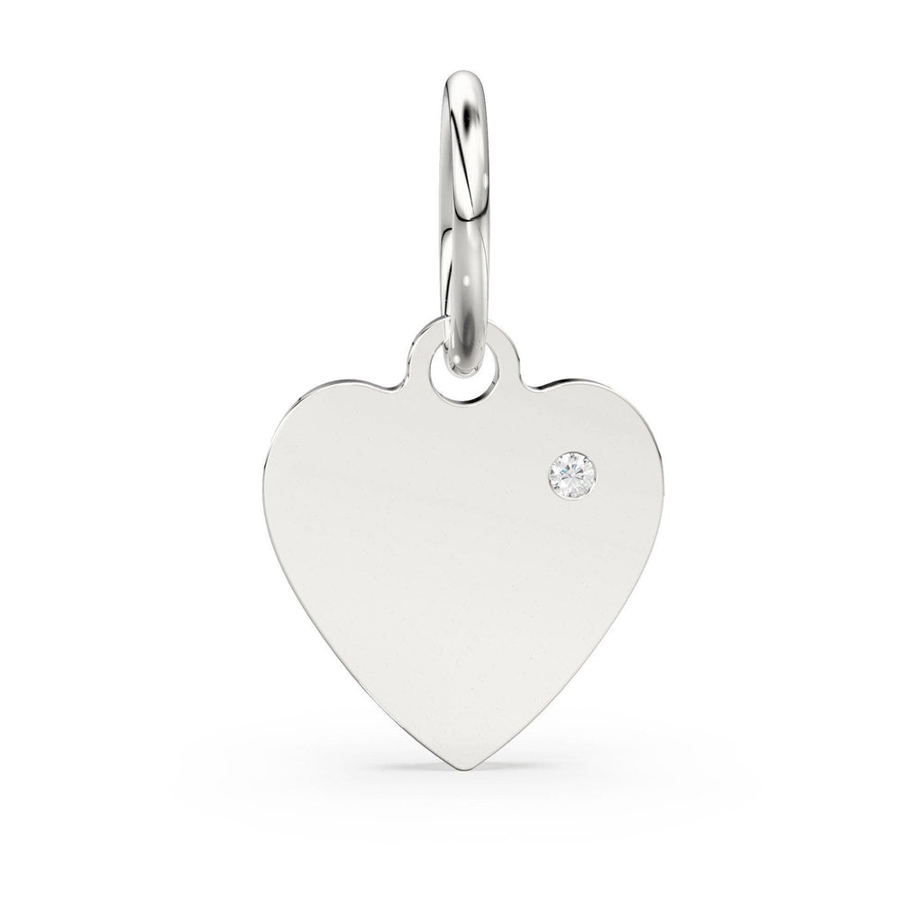 Heart Diamond Studded Charm 14k 18k Solid Gold / Heart Charm / Love Charm / New Year Sale - Jalvi & Co.