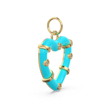 Load image into Gallery viewer, Heart Enamel Diamond Charm / 14k 18k Solid Gold Love Pendant / Gold Diamond Charm / Petite Charm / Heart Real Gold Pendant - Jalvi &amp; Co.