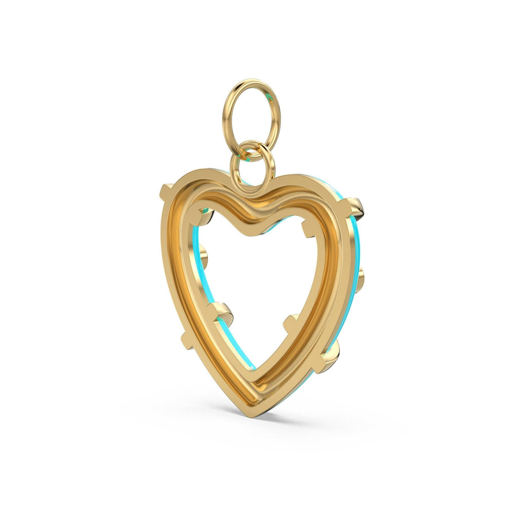 Heart Enamel Diamond Charm / 14k 18k Solid Gold Love Pendant / Gold Diamond Charm / Petite Charm / Heart Real Gold Pendant - Jalvi & Co.