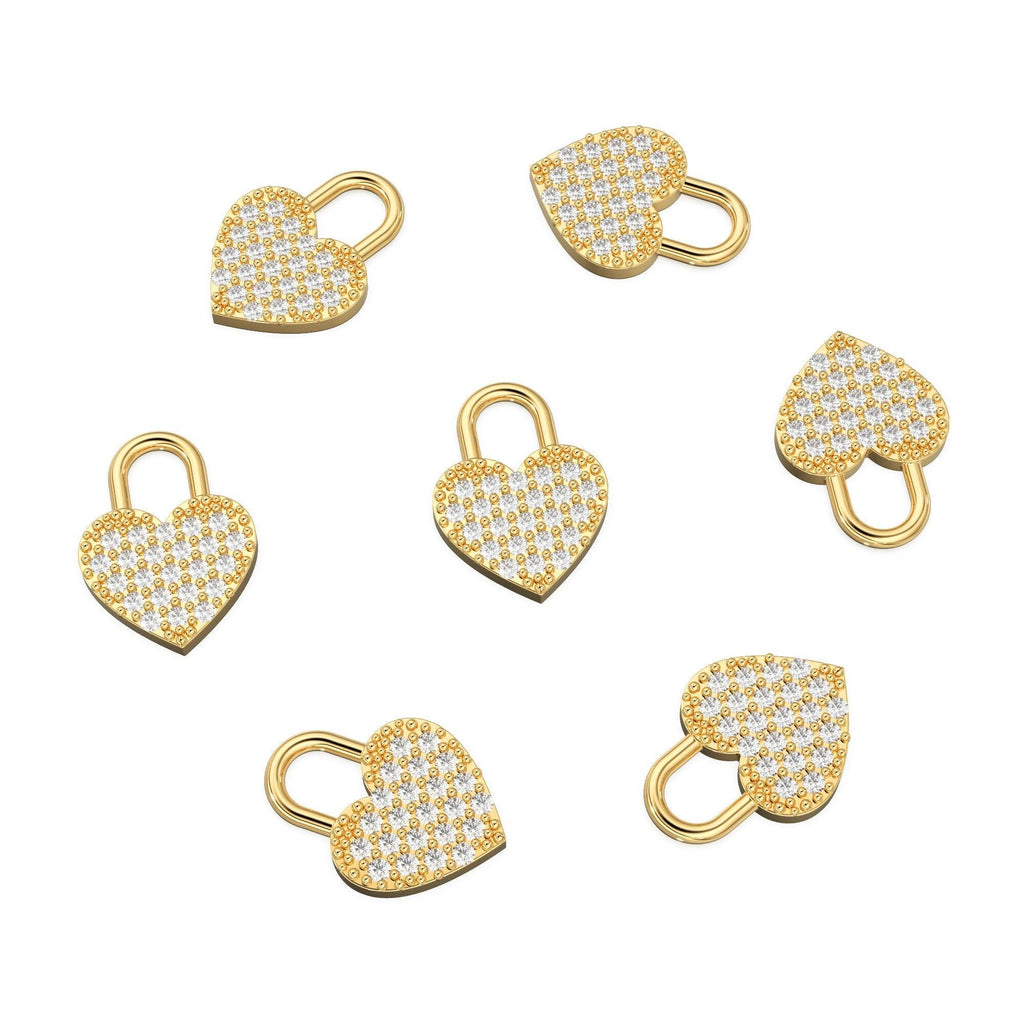 Heart Shape Diamond Studded Charm Pendant / 14k 18k Solid Gold Charm / Diamond Charm / Petite Charm / Sale - Jalvi & Co.