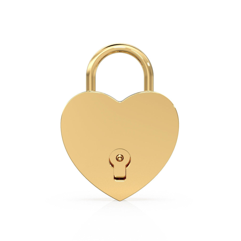 Heart Solid Gold PadLock Charm Pendant / 14k 18k Solid Gold Love Pendant / Padlock Pendant / Big Heart Pendant / 18k Gold Heart Necklace - Jalvi & Co.