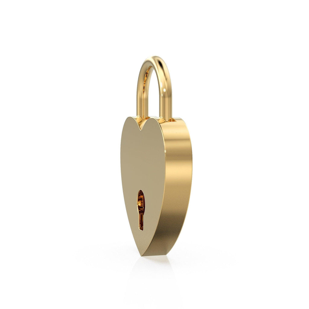 Heart Solid Gold PadLock Charm Pendant / 14k 18k Solid Gold Love Pendant / Padlock Pendant / Big Heart Pendant / 18k Gold Heart Necklace - Jalvi & Co.