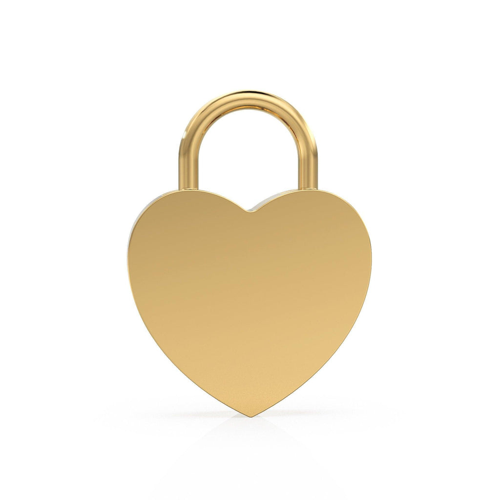 Heart Solid Gold PadLock Charm Pendant / 14k 18k Solid Gold Love Pendant / Padlock Pendant / Big Heart Pendant / 18k Gold Heart Necklace - Jalvi & Co.