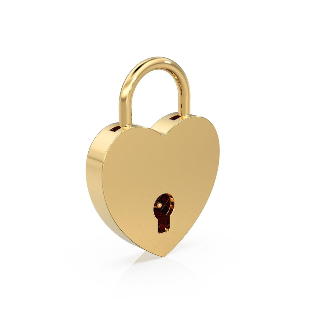 Heart Solid Gold PadLock Charm Pendant / 14k 18k Solid Gold Love Pendant / Padlock Pendant / Big Heart Pendant / 18k Gold Heart Necklace - Jalvi & Co.