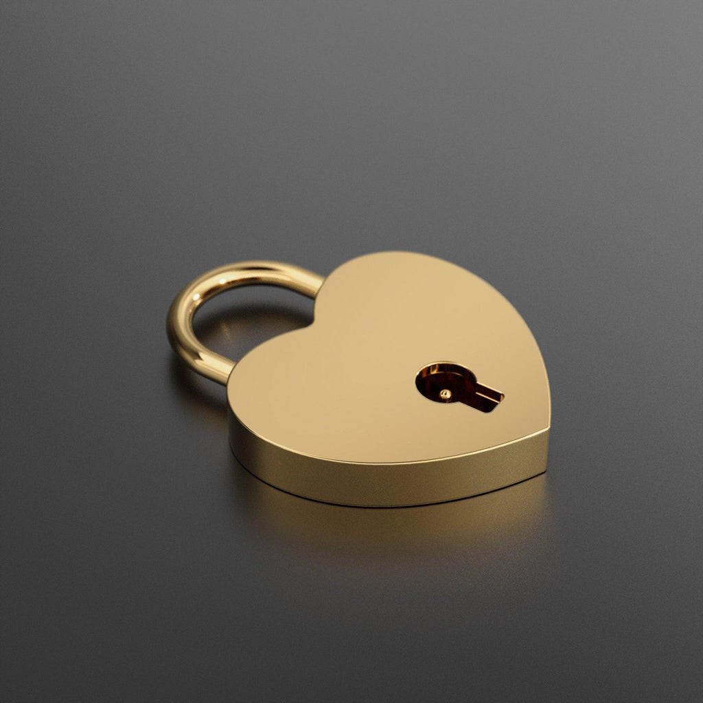 Heart Solid Gold PadLock Charm Pendant / 14k 18k Solid Gold Love Pendant / Padlock Pendant / Big Heart Pendant / 18k Gold Heart Necklace - Jalvi & Co.