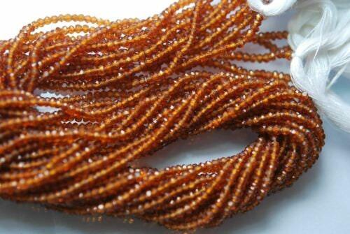 Hessonite Garnet Faceted Rondelle Gemstone Loose Spacer Beads Strand 10