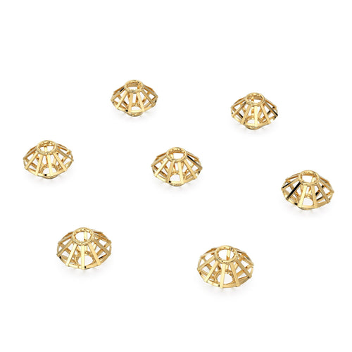 Hexagon Solid Gold 14k 18k Handmade Gold Spacer Bead Jewelry Making Supply 6mm 8mm 10mm - Jalvi & Co.