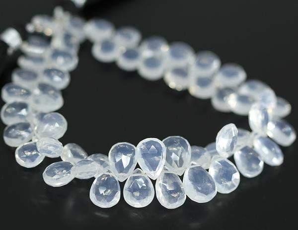 Himalayan Ice Quartz Faceted Pear Drop Gemstone Loose Spacer Beads 8mm 11mm 4" - Jalvi & Co.