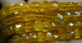 Honey Yellow Chalcedony Faceted Cube Box Gemstone Loose Beads Strand 8