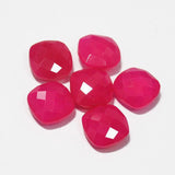 Hot Pink Chalcedony Faceted Cushion Gemstone Matching Pair Beads 6pc 10mm