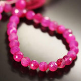 Hot Pink Chalcedony Faceted Round Ball Gemstone Beads Strand 9