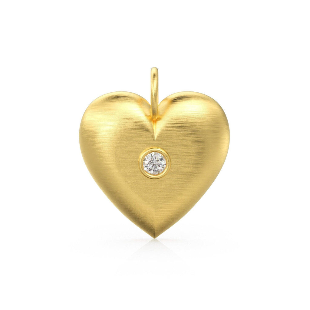 HUGE BIG Love Heart Diamond 14k 18k Solid Gold Charm Pendant, Valentines Charm, Gold Charm Finding, Heart Solid Gold Pendant, Gift for her - Jalvi & Co.