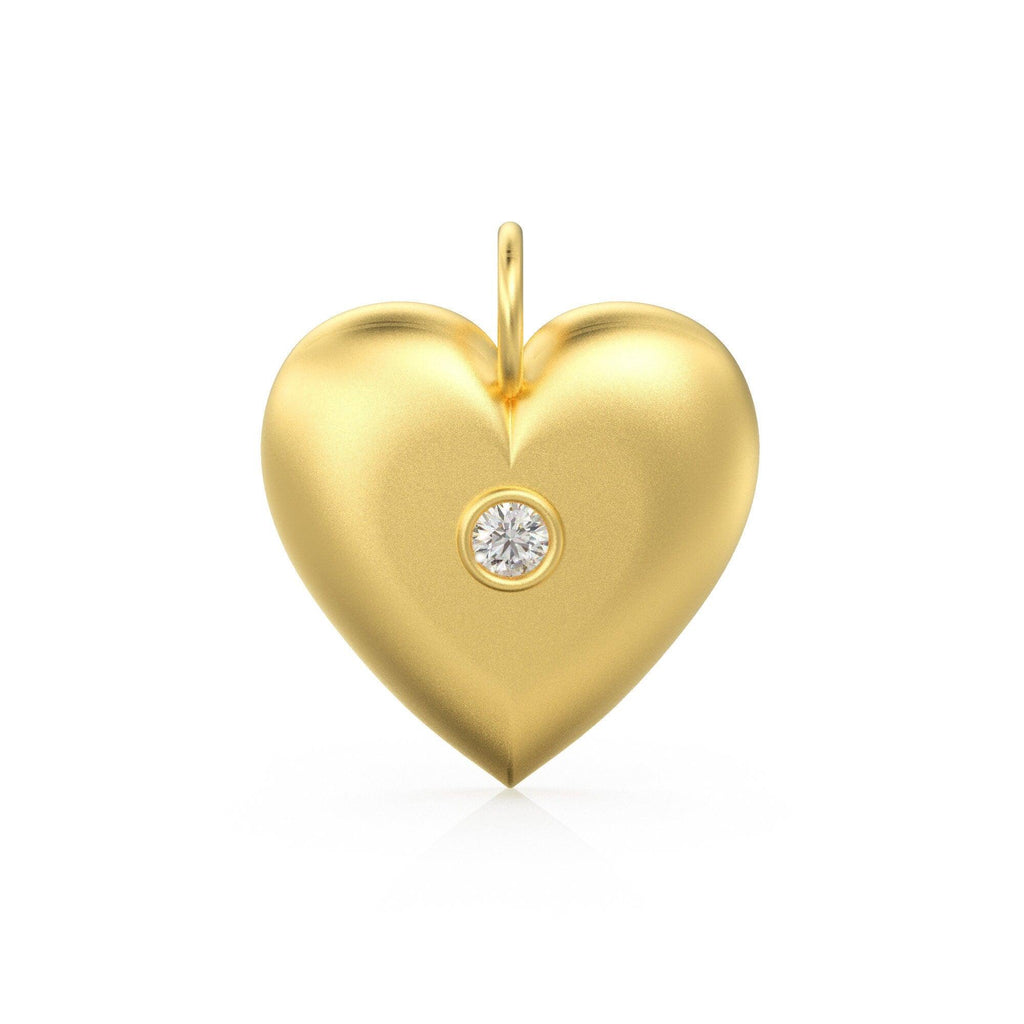 HUGE BIG Love Heart Diamond 14k 18k Solid Gold Charm Pendant, Valentines Charm, Gold Charm Finding, Heart Solid Gold Pendant, Gift for her - Jalvi & Co.