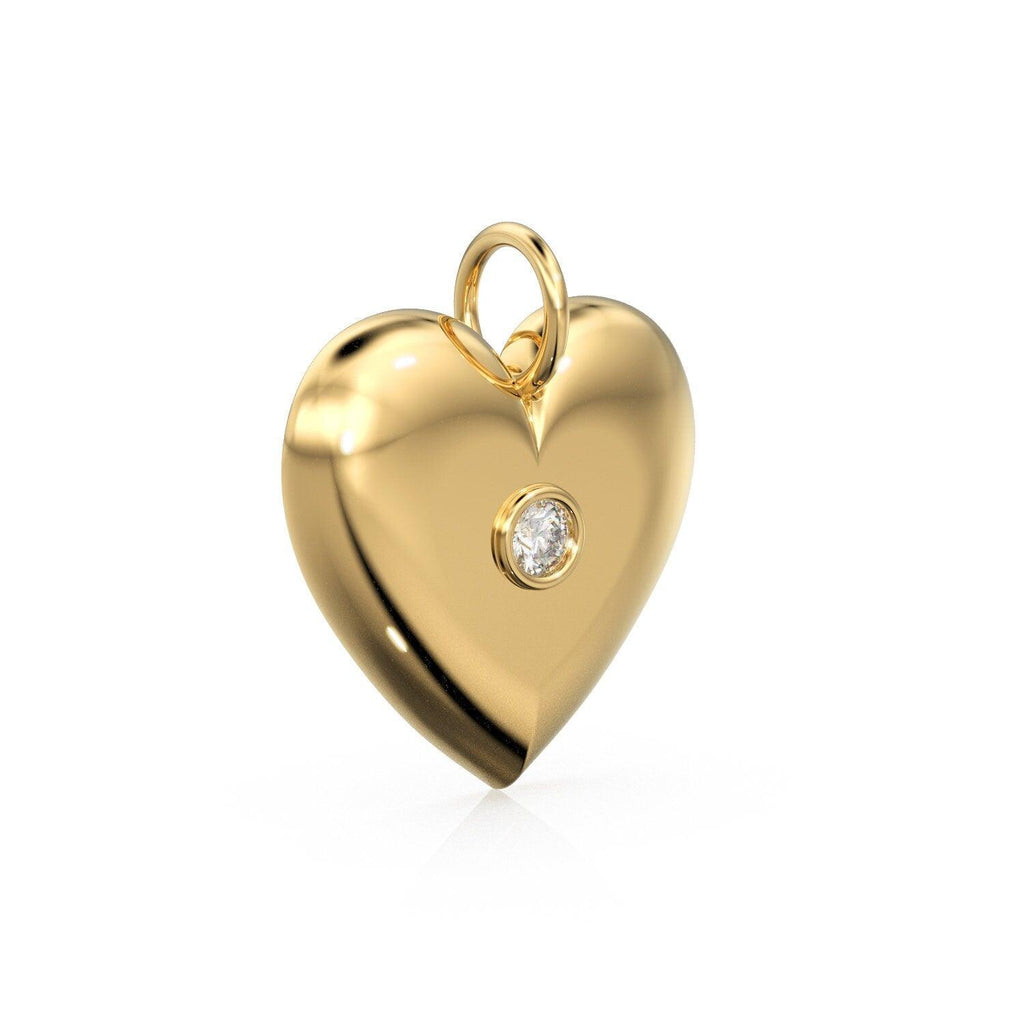 HUGE BIG Love Heart Diamond 14k 18k Solid Gold Charm Pendant, Valentines Charm, Gold Charm Finding, Heart Solid Gold Pendant, Gift for her - Jalvi & Co.